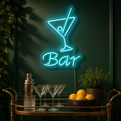 Bar with Martini Glass LED Neon Sign