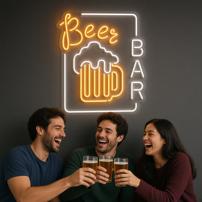 Beer Bar with Beer Mug LED Neon Sign