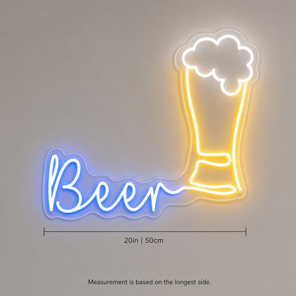 Beer with Beer Glass LED Neon Sign