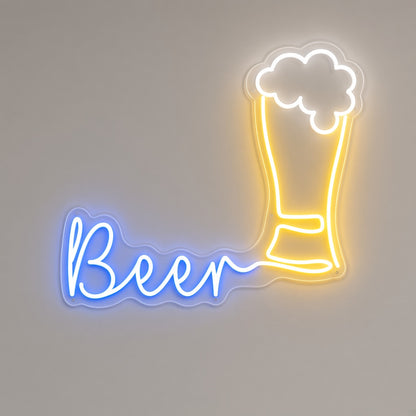Beer with Beer Glass LED Neon Sign