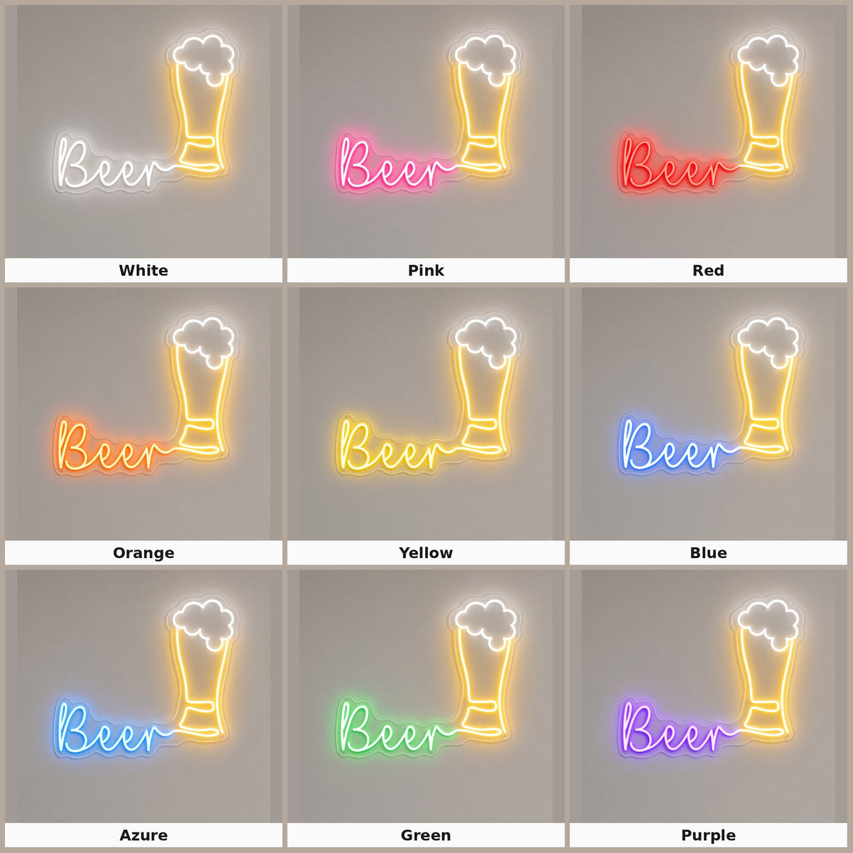 Beer with Beer Glass LED Neon Sign