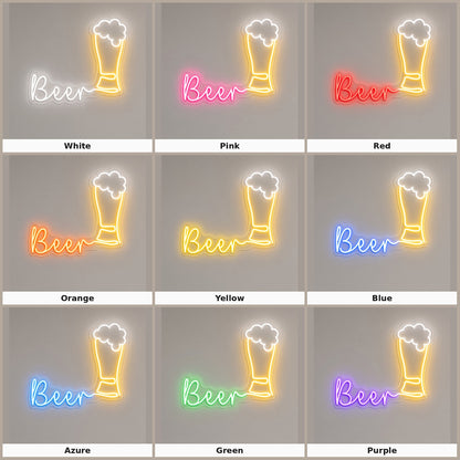 Beer with Beer Glass LED Neon Sign