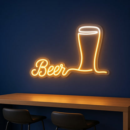 Beer with Pint Glass LED Neon Sign