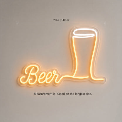 Beer with Pint Glass LED Neon Sign