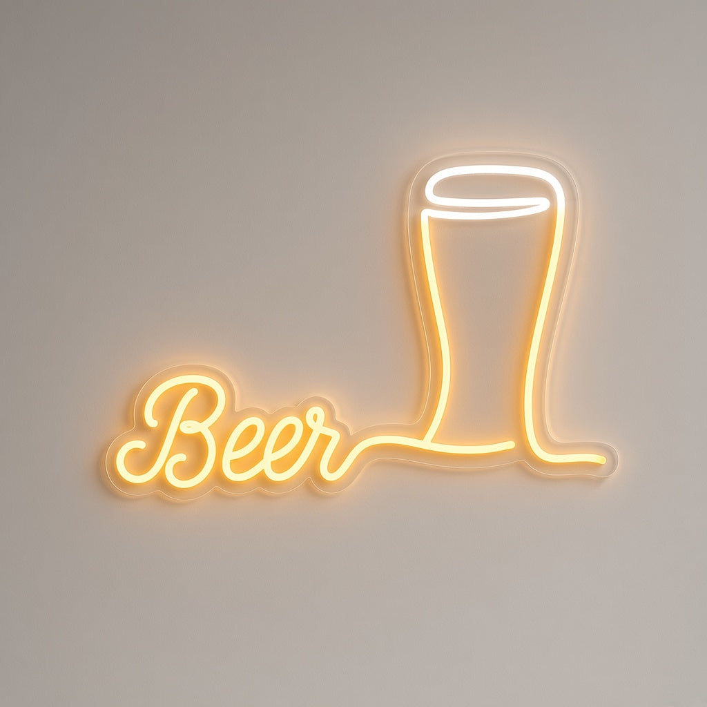 Beer with Pint Glass LED Neon Sign