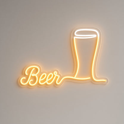 Beer with Pint Glass LED Neon Sign