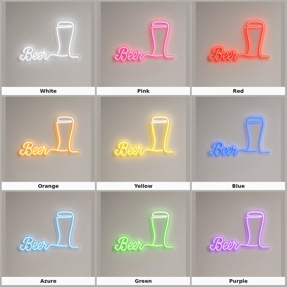 Beer with Pint Glass LED Neon Sign