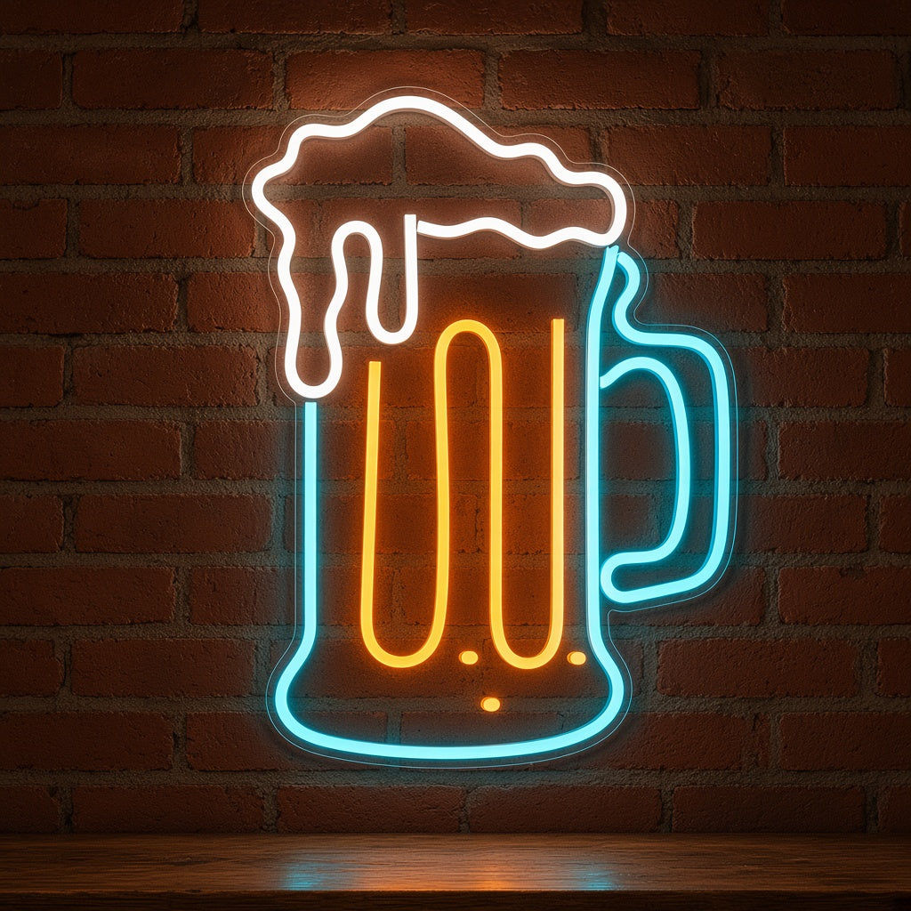 Beer Mug with Outline LED Neon Sign