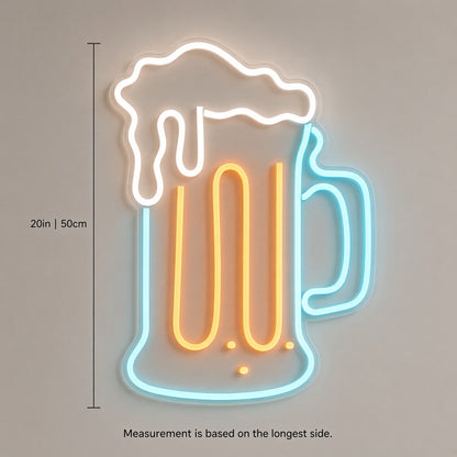 Beer Mug with Outline LED Neon Sign