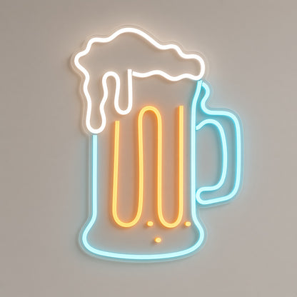 Beer Mug with Outline LED Neon Sign