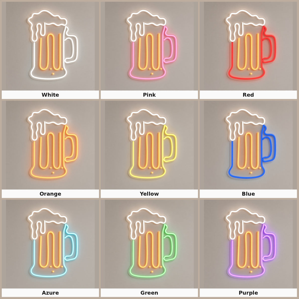 Beer Mug with Outline LED Neon Sign