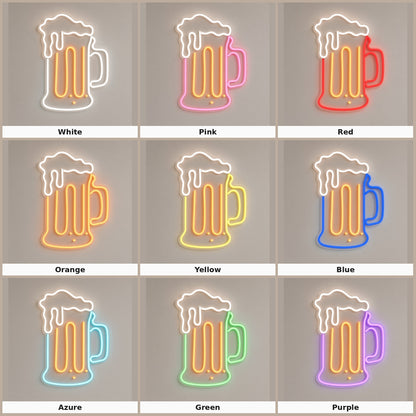 Beer Mug with Outline LED Neon Sign