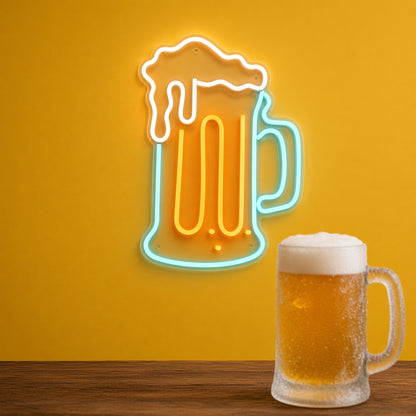 Beer Mug with Outline LED Neon Sign