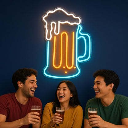 Beer Mug with Outline LED Neon Sign
