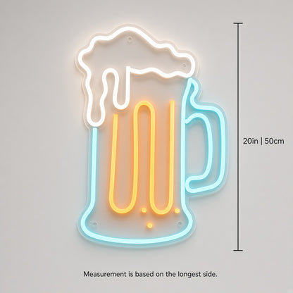 Beer Mug with Outline LED Neon Sign