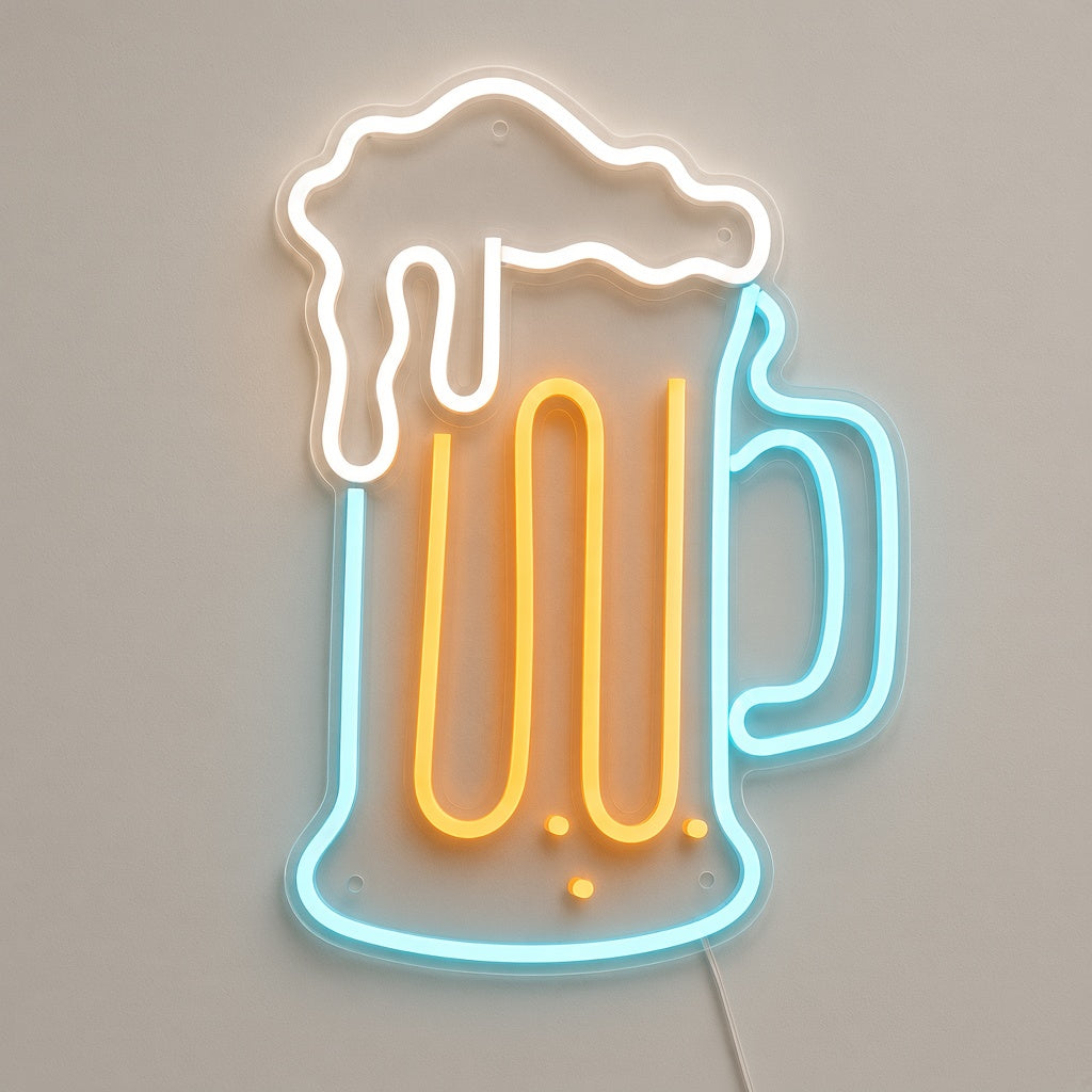 Beer Mug with Outline LED Neon Sign