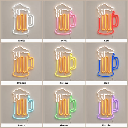 Beer Mug with Outline LED Neon Sign