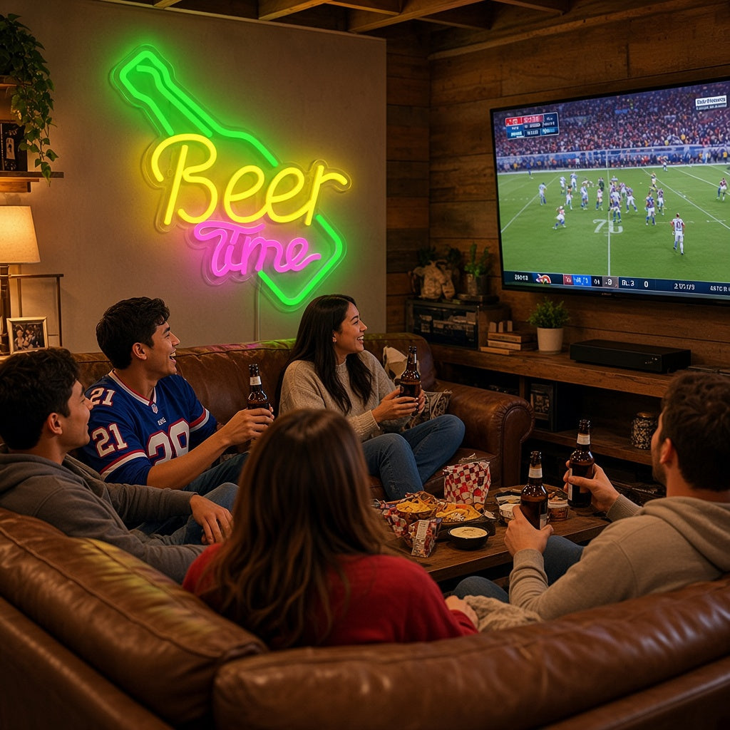 Beer Time with Beer Bottle LED Neon Sign