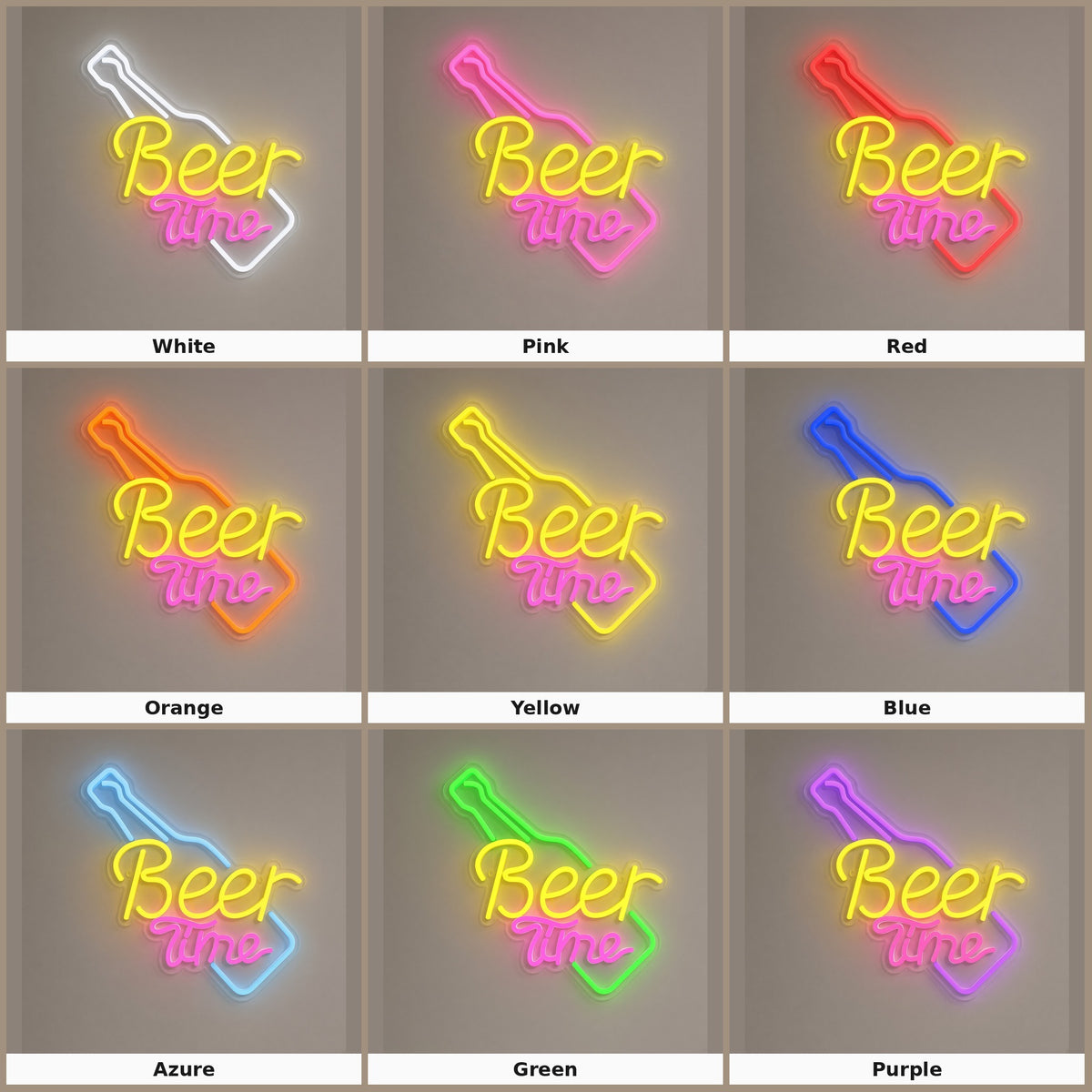 Beer Time with Beer Bottle LED Neon Sign