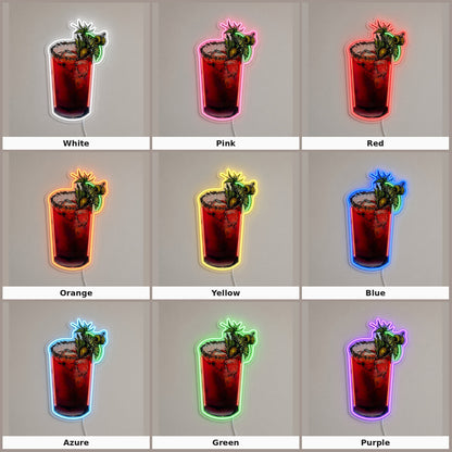 Bloody Mary Cocktail Glass with Olive LED Neon Sign