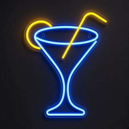 Martini Glass with Lemon and Straw LED Neon Sign