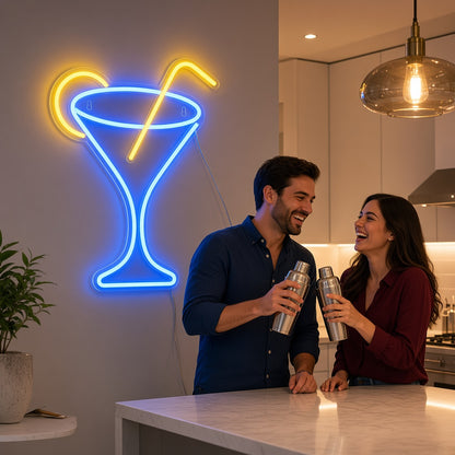 Martini Glass with Lemon and Straw LED Neon Sign