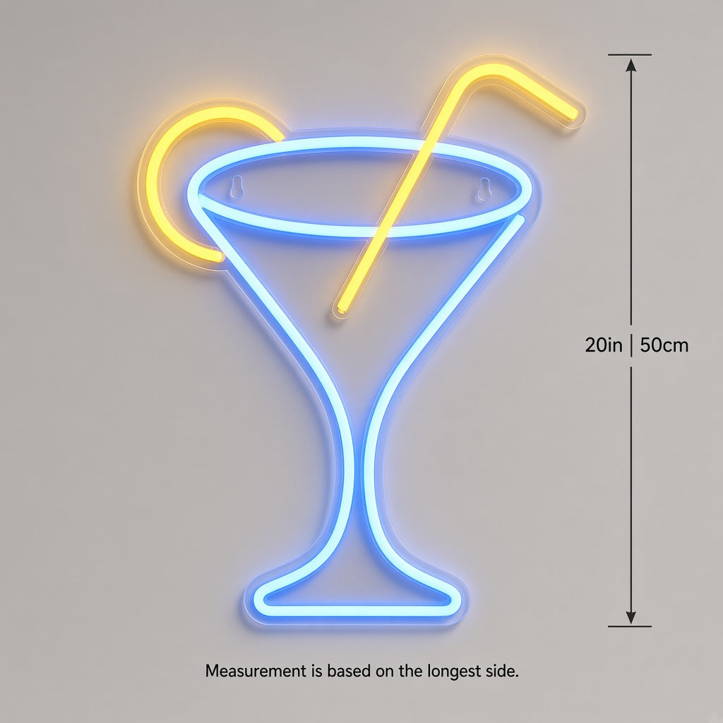Martini Glass with Lemon and Straw LED Neon Sign
