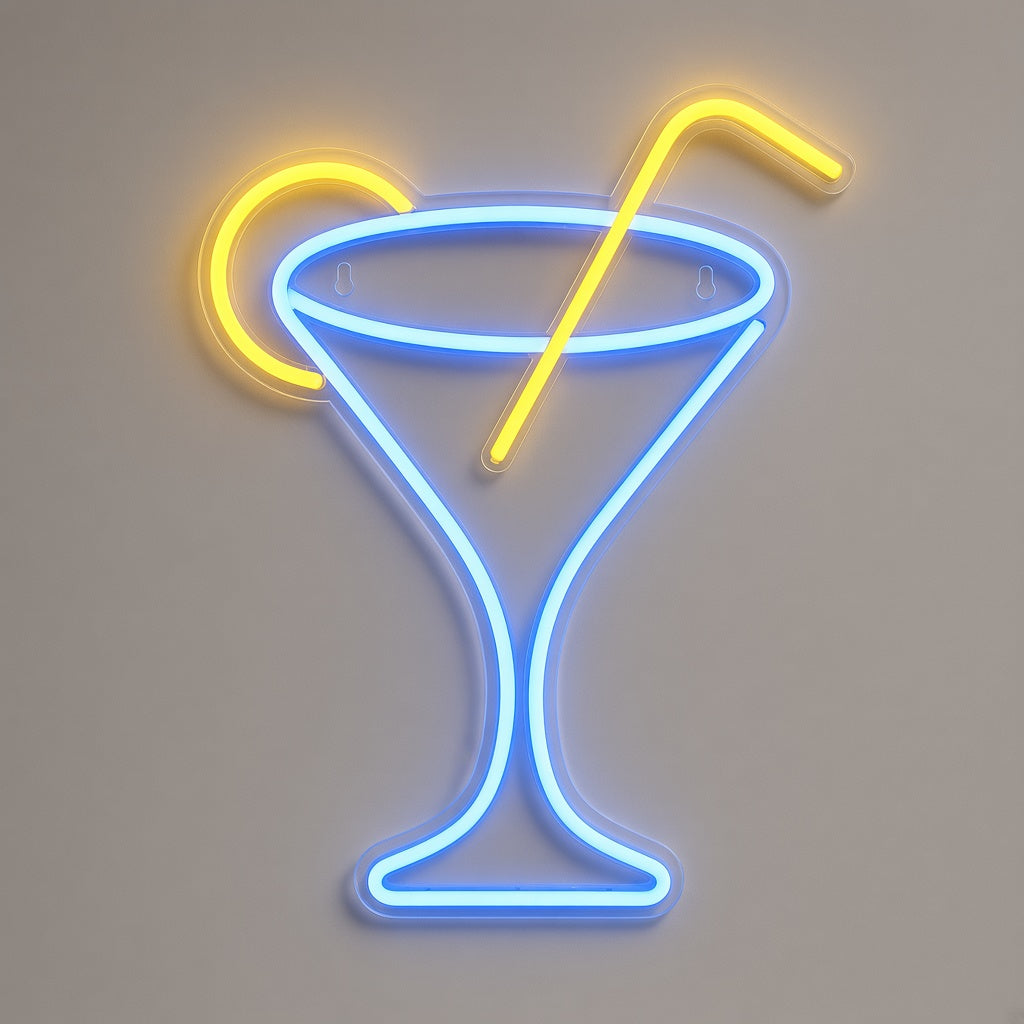Martini Glass with Lemon and Straw LED Neon Sign