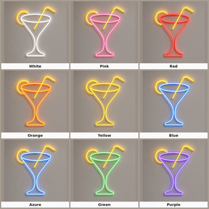 Martini Glass with Lemon and Straw LED Neon Sign