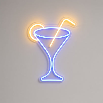 Martini Glass with Lemon Slice and Straw LED Neon Sign