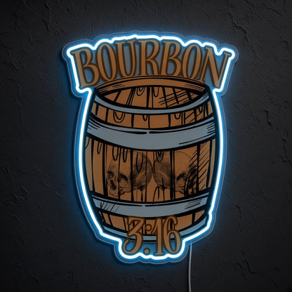 Bourbon 3:16 Whiskey Barrel LED Neon Sign