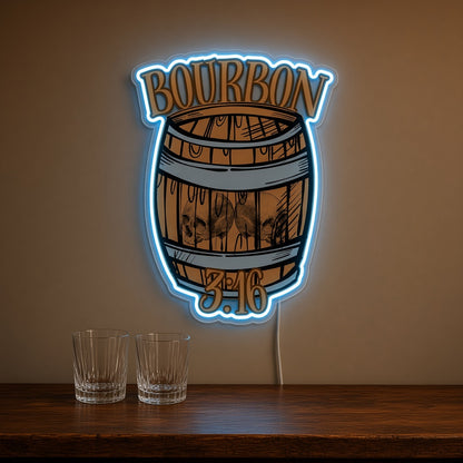 Bourbon 3:16 Whiskey Barrel LED Neon Sign