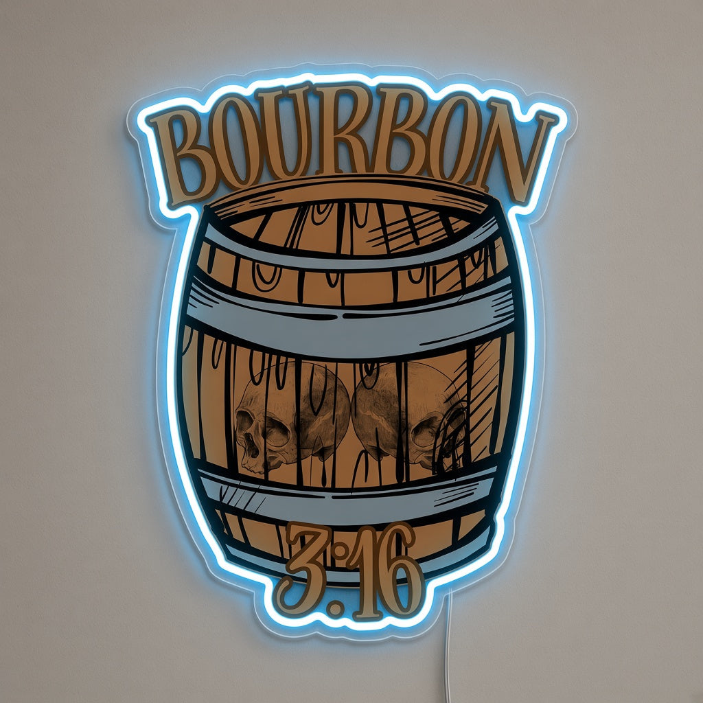 Bourbon 3:16 Whiskey Barrel LED Neon Sign