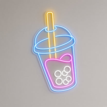 Bubble Tea Cup with Boba Pearls LED Neon Sign