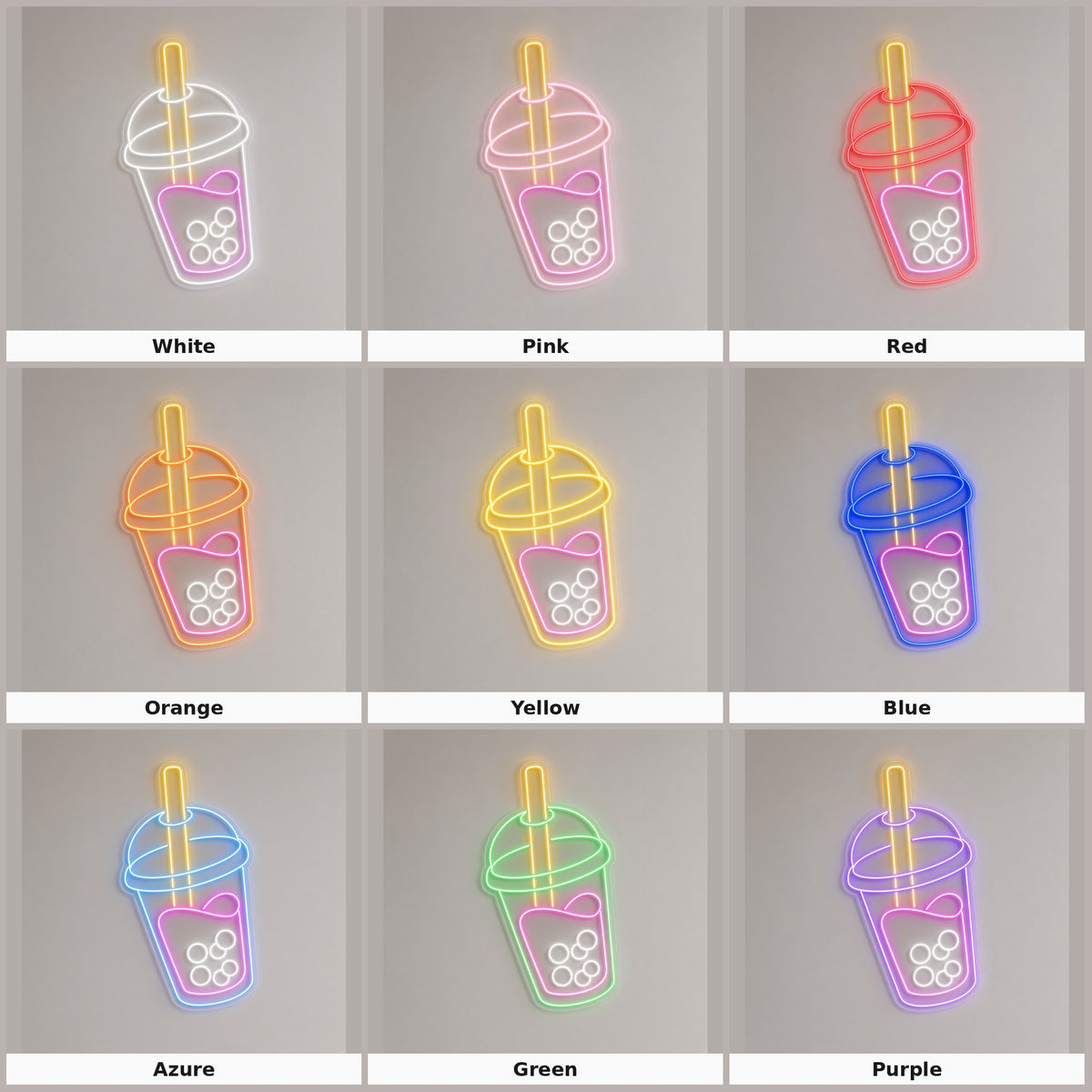 Bubble Tea Cup with Boba Pearls LED Neon Sign