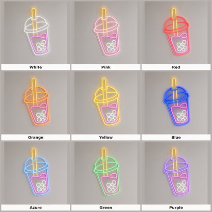 Bubble Tea Cup with Boba Pearls LED Neon Sign