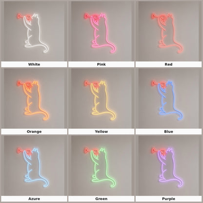 Cat Sipping Wine Glass LED Neon Sign