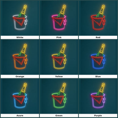 Champagne Bottle in Ice Bucket LED Neon Sign