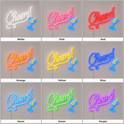 Cheers with Martini Glass LED Neon Sign