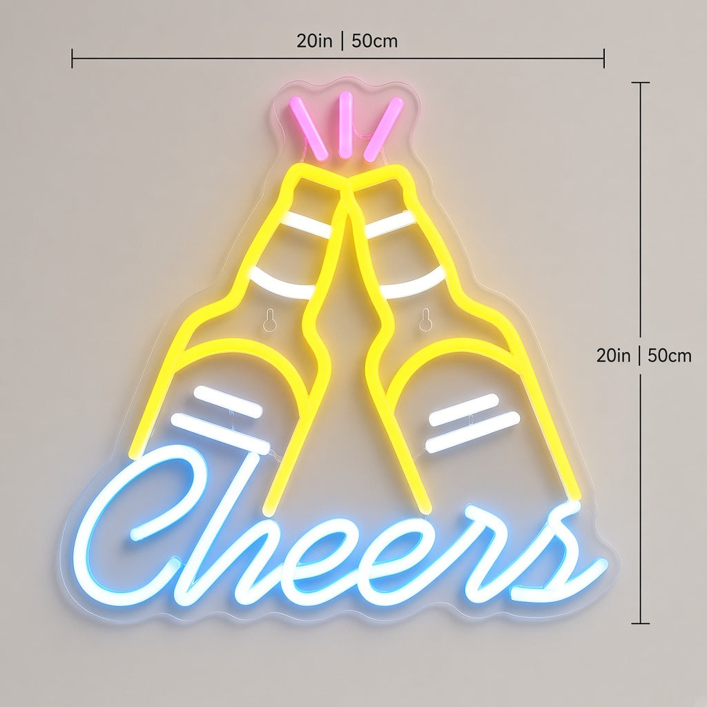 Cheers with Clinking Beer Bottles LED Neon Sign