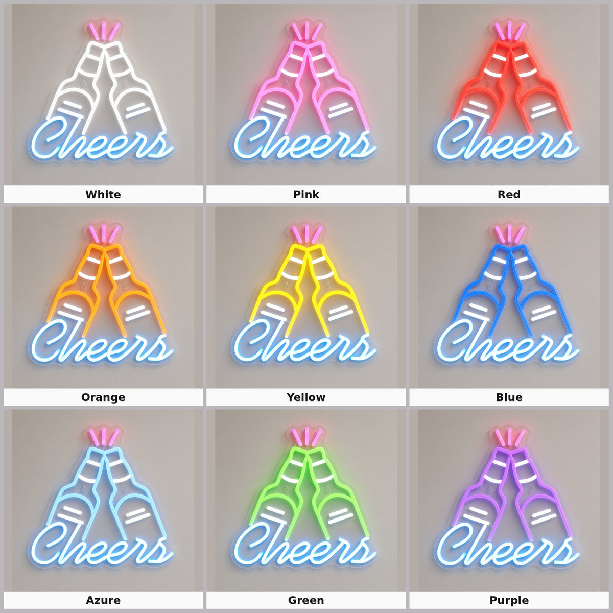 Cheers with Clinking Beer Bottles LED Neon Sign