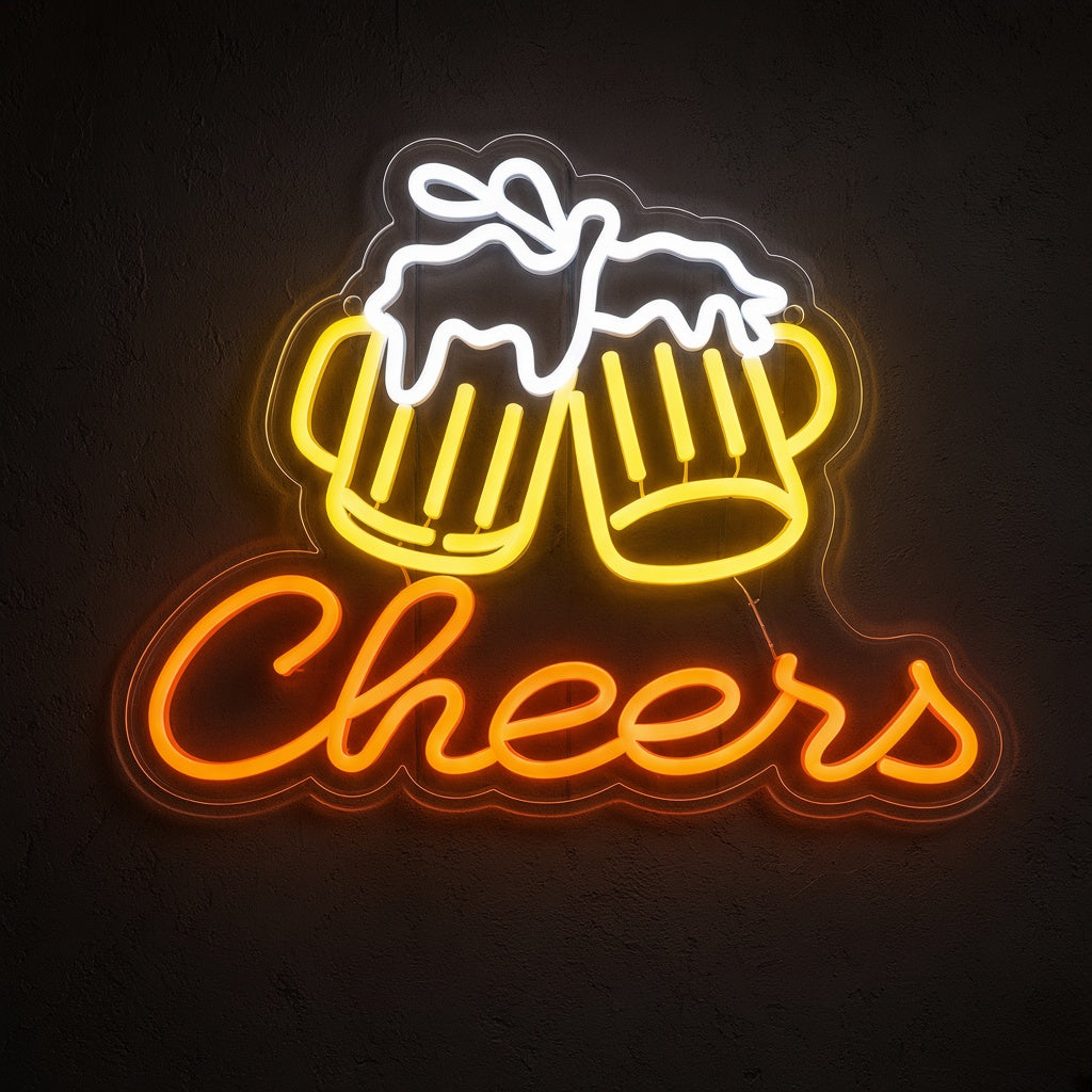 Cheers with Clinking Beer Mugs LED Neon Sign