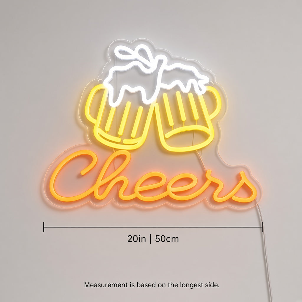 Cheers with Clinking Beer Mugs LED Neon Sign