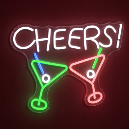 Cheers with Martini Glasses LED Neon Sign