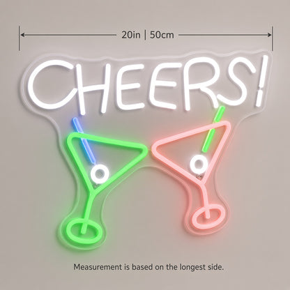Cheers with Martini Glasses LED Neon Sign