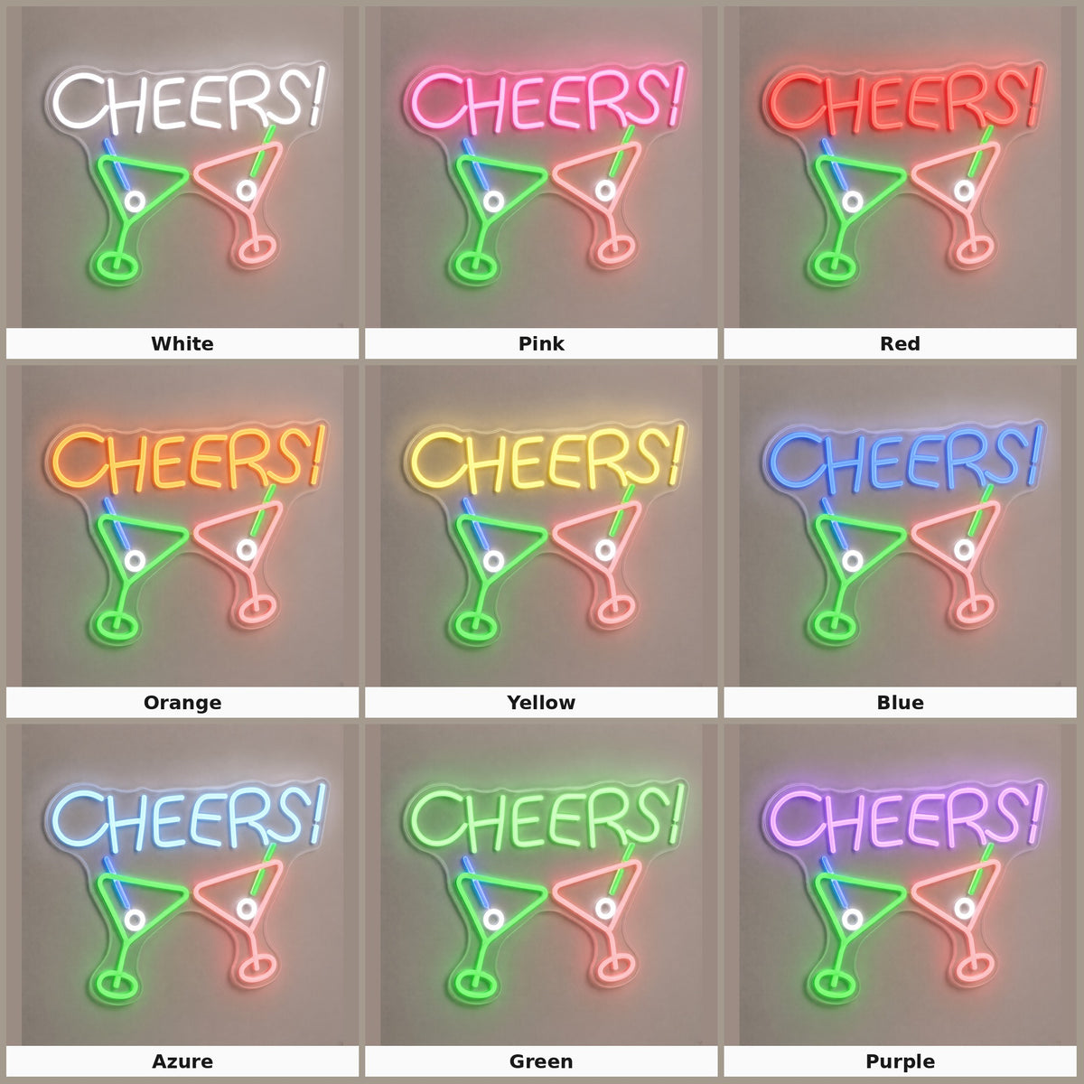 Cheers with Martini Glasses LED Neon Sign