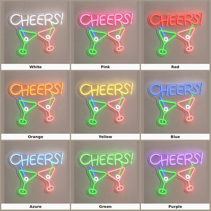 Cheers with Martini Glasses LED Neon Sign