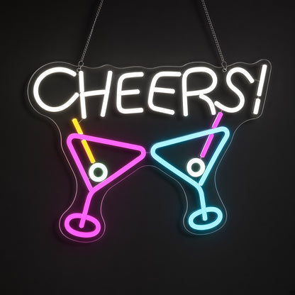 Cheers with Martini Glasses LED Neon Sign