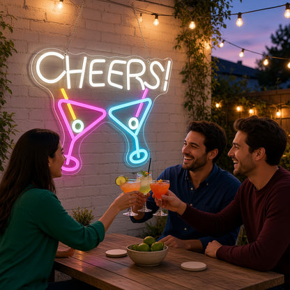 Cheers with Martini Glasses LED Neon Sign