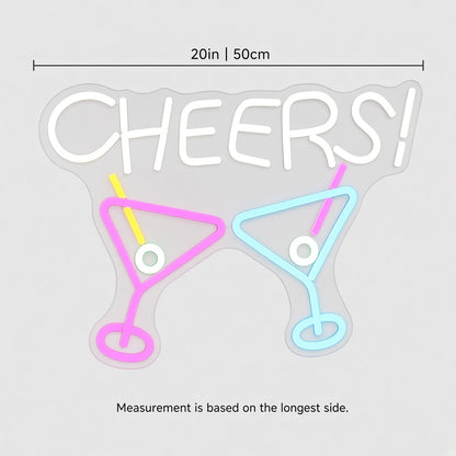 Cheers with Martini Glasses LED Neon Sign